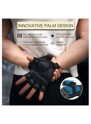 Workout Gloves for Men and Women, Exercise Gloves for Weight Lifting, Cycling, Gym, Training, Breathable and Snug fit (Black) - view 5