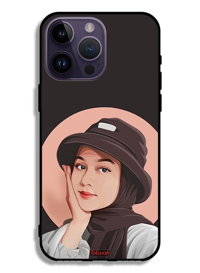 Tolwak حافظة حماية آبل آيفون 14 برو ماكس بقبعة فتاة لطيفة فن الرسم - Image 2