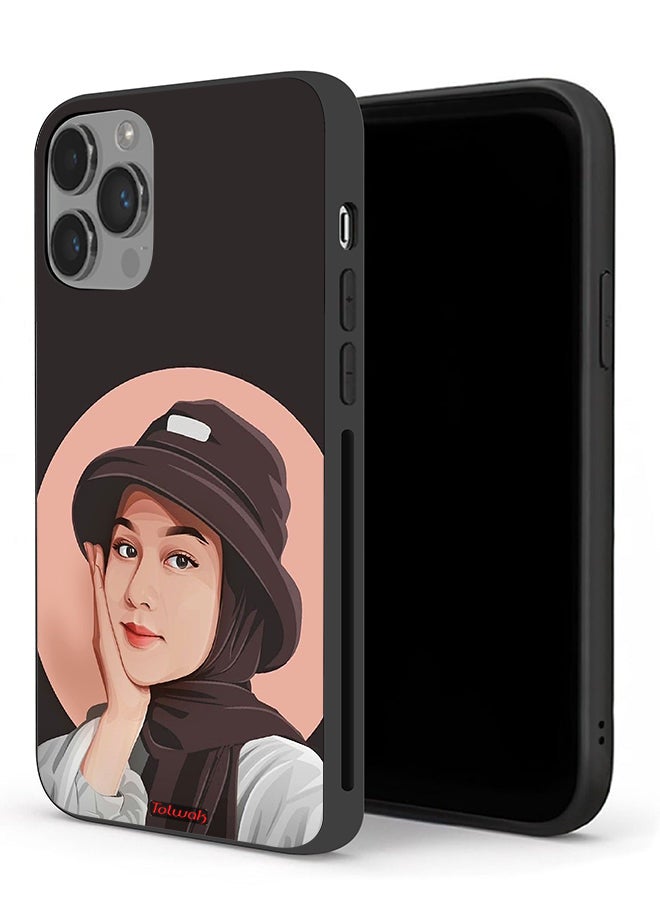 Tolwak حافظة حماية آبل آيفون 14 برو ماكس بقبعة فتاة لطيفة فن الرسم - Image 1