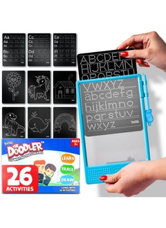 BUNMO Doodle Board + 26 Unique Templates - Draw, Color & Write With Insertable Tracing Templates - Learn To Write Letters & Numbers - Creative Fun - Kids Drawing Tablet For Kids - Kids Drawing Board  - Image 1