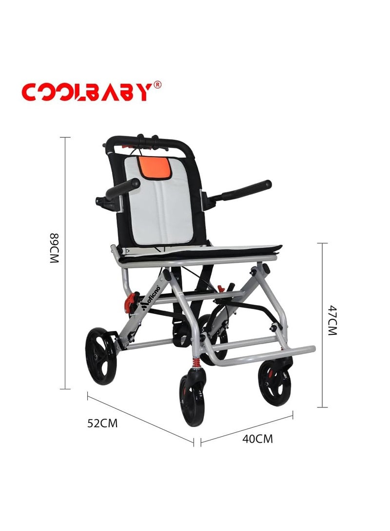 Cool Baby Thickened aluminum wheelchairs for the elderly wheelchairs disabled portable foldable double support frame small hand push scooter - Image 3