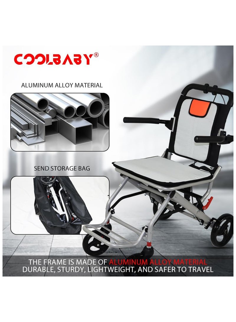 Cool Baby Thickened aluminum wheelchairs for the elderly wheelchairs disabled portable foldable double support frame small hand push scooter - Image 4