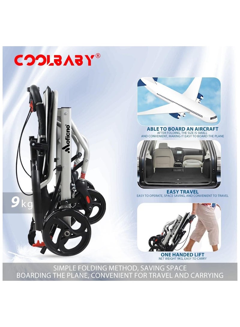 Cool Baby Thickened aluminum wheelchairs for the elderly wheelchairs disabled portable foldable double support frame small hand push scooter - Image 5