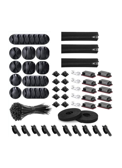 Coralblue Cable Management Kit for Home and Office organization - The Bundle of 274 pieces includes Cable clips - Cable ties - Cable holders for Power Cord - USB and Desktop cables