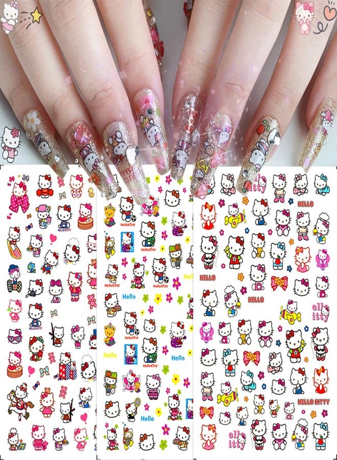 YKLWNN 6 Sheets Cute Nail Art Stickers Decals Self Adhesive Nail Art Supplies Kawaii Nail Decals Cute Cat Nail Designs Charms Cartoon Nail Stickers for Women Girls DIY Manicure Decorations - Image 5