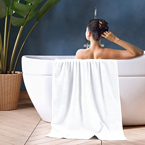 BOUTIQUO 100% Cotton 2 Pack Bath Towel Set 28x55 inches, Eco-Friendly Large Bath Towels, Compact Quickdry Lightweight Soft & Highly Absorbent Bath Towel,Ideal for Everyday Gym Travel Camp Pool - White - Image 5