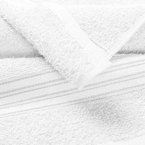 BOUTIQUO 100% Cotton 2 Pack Bath Towel Set 28x55 inches, Eco-Friendly Large Bath Towels, Compact Quickdry Lightweight Soft & Highly Absorbent Bath Towel,Ideal for Everyday Gym Travel Camp Pool - White - Image 2