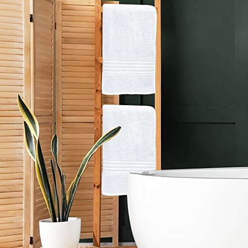 BOUTIQUO 100% Cotton 2 Pack Bath Towel Set 28x55 inches, Eco-Friendly Large Bath Towels, Compact Quickdry Lightweight Soft & Highly Absorbent Bath Towel,Ideal for Everyday Gym Travel Camp Pool - White - Image 4