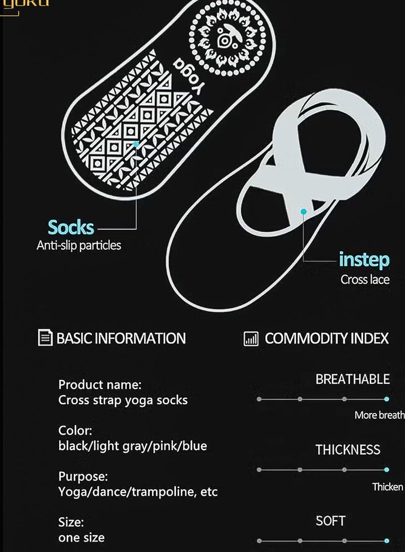 يوكا 4 أزواج من جوارب البيلاتيس للنساء، جوارب رياضية لليوجا غير قابلة للانزلاق لمستشفى باري الباليه حافي القدمين - Image 4