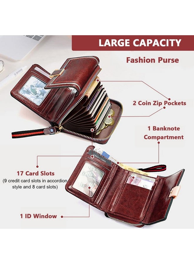 PALAY® Women Purse PU Leather Wallet Card Bag for Women RFID Card Bag Vintage Burgundy Red Women Wallet Clutch Bag Gift for Women - Image 4
