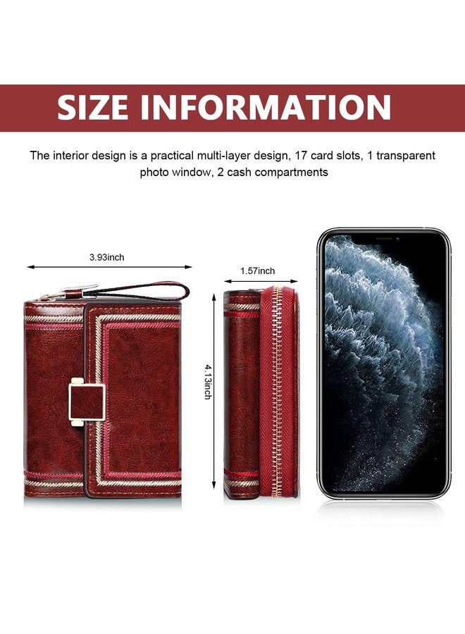 PALAY® Women Purse PU Leather Wallet Card Bag for Women RFID Card Bag Vintage Burgundy Red Women Wallet Clutch Bag Gift for Women - Image 2