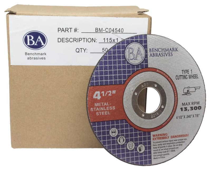 Benchmark Abrasives Grinder Cut Off Wheels 4 1/2 Inch Aluminum Oxide Thin Type 1 Angle Grinder Cutting Disc for Metal & Stainless Steel - .040" Thick 7/8" Arbor, Fast Grinder Cutting Wheel - 25 Pack - Image 2