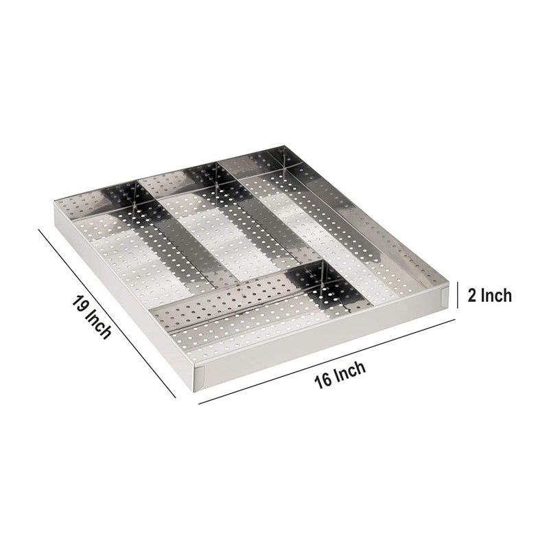 KEEPWELL Cutlery Tray Kitchen BasketCosmetic Stationary Storage OrganizerCutlery Organizer Basket for Modular KitchenKitchen TrolleyKitchen Cabinet Silver 17X20X4 Inch Cutlery Basket - Image 4