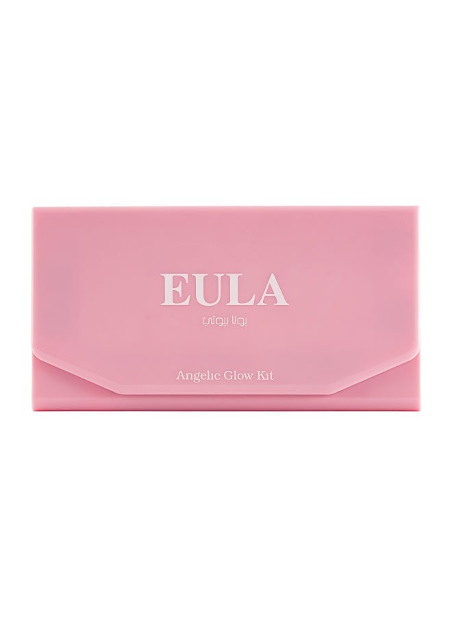 Eula مجموعة مكياج متكاملة للجمال - Angelic Glow | ظلال عيون، كونتور، هايلايتر، بودرة مضغوطة، أحمر خدود وملمع شفاه | لوحة مكياج كاملة للوجه للنساء والفتيات - Image 3