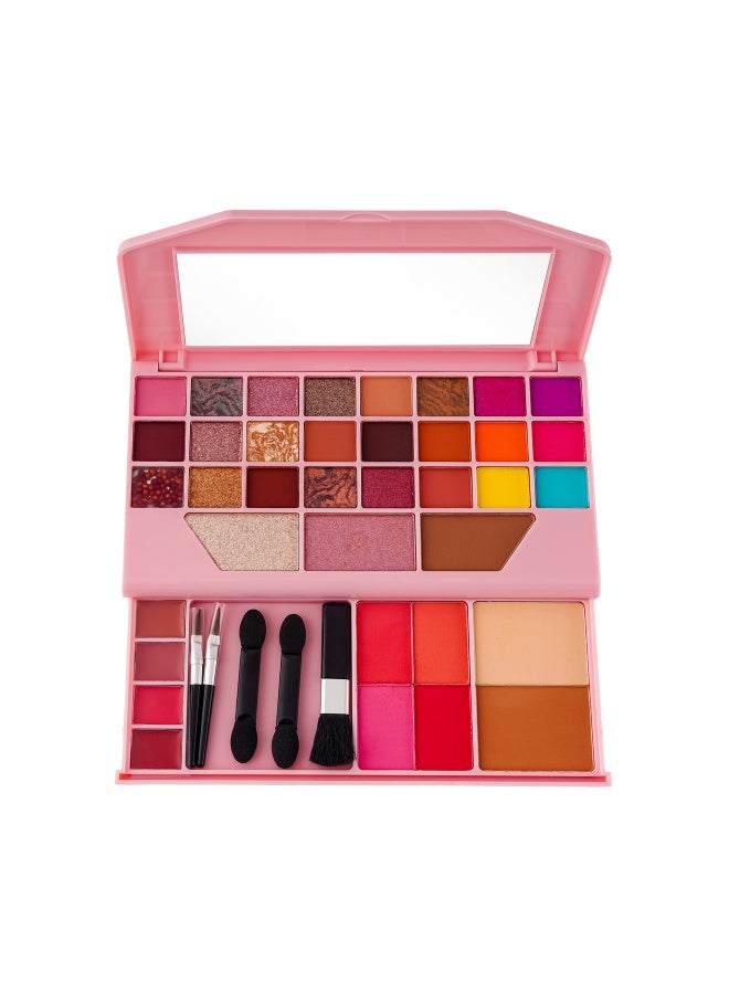 Eula مجموعة مكياج متكاملة للجمال - Angelic Glow | ظلال عيون، كونتور، هايلايتر، بودرة مضغوطة، أحمر خدود وملمع شفاه | لوحة مكياج كاملة للوجه للنساء والفتيات - Image 2