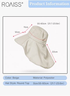 roaiss Large Brim Sun Hat with Shawl for Women with Ponytail Hole   Summer Sun Beach UV Protection Breathable Quick-drying Fisherman Cimbing Cap Outdoor Accessory  - Image 3