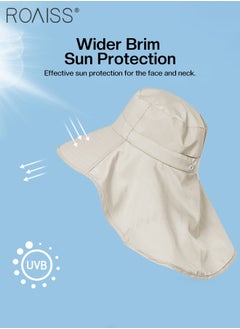 roaiss Large Brim Sun Hat with Shawl for Women with Ponytail Hole   Summer Sun Beach UV Protection Breathable Quick-drying Fisherman Cimbing Cap Outdoor Accessory  - Image 4