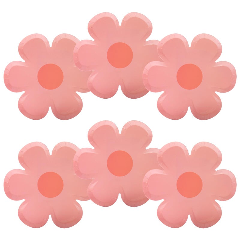 GGBOY 40PCS Daisy Plates Flower Paper Plates  8"" Pink Daisy Paper Plates Flower Plates Disposable  Groovy Plates Spring Daisy Party Paper Plates Cute Flower Shaped Paper Plates Daisy Party Supplies - Image 1