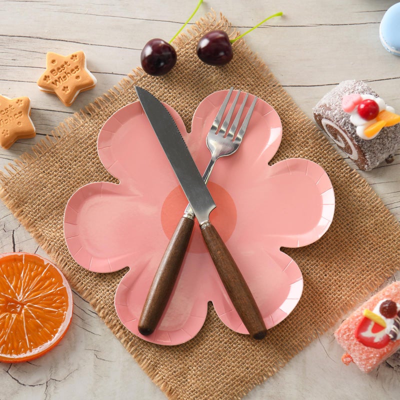 GGBOY 40PCS Daisy Plates Flower Paper Plates  8"" Pink Daisy Paper Plates Flower Plates Disposable  Groovy Plates Spring Daisy Party Paper Plates Cute Flower Shaped Paper Plates Daisy Party Supplies - Image 2
