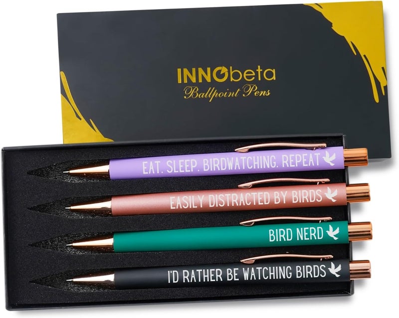 INNObeta InnoBeta Bird Watching Gifts Ballpoint Pen Set of 4  Perfect Lover Gift Idea for Women on Birthday and Christmas - Image 1