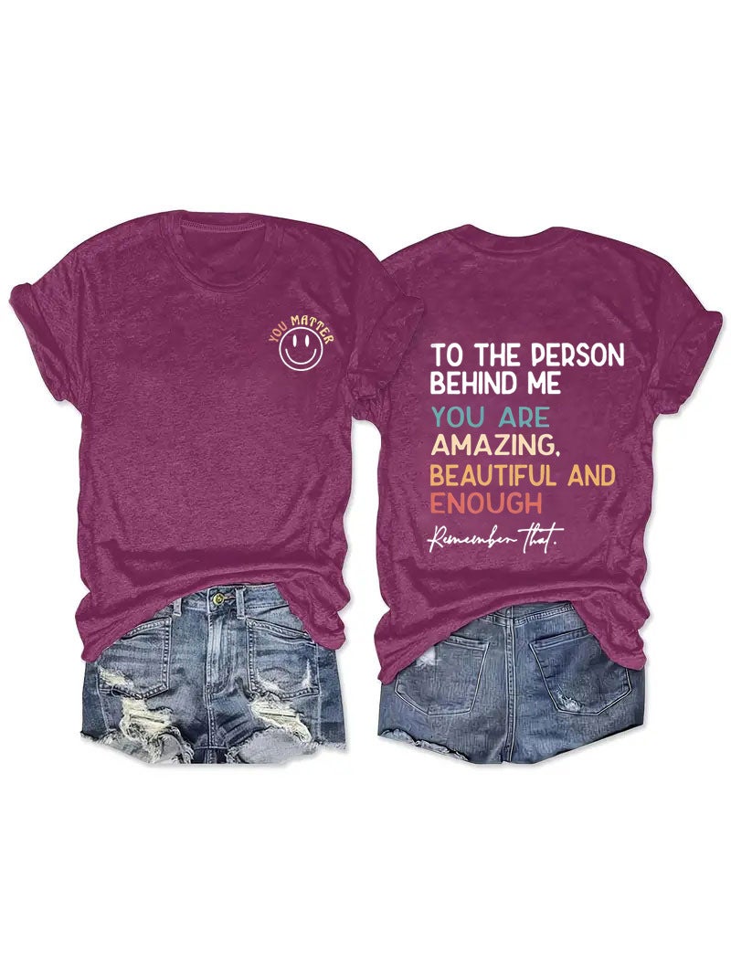 Europe and the United States summer womens TO THE YOU smiley face printing round neck short sleeve T-shirt casual fashion T-shirt foreign trade explosions dark red flower