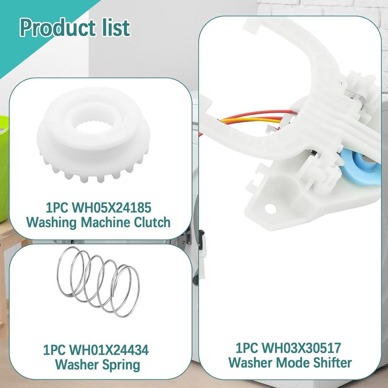 JOJOCY مقبض تغيير وضعية غسالة المحدث WH03X30517، لغسالات GE/Hotpoint؛ بديل فعال للمحركات، يستبدل WH05X25036 وWH05X24435 و290D1056G001 - Image 3