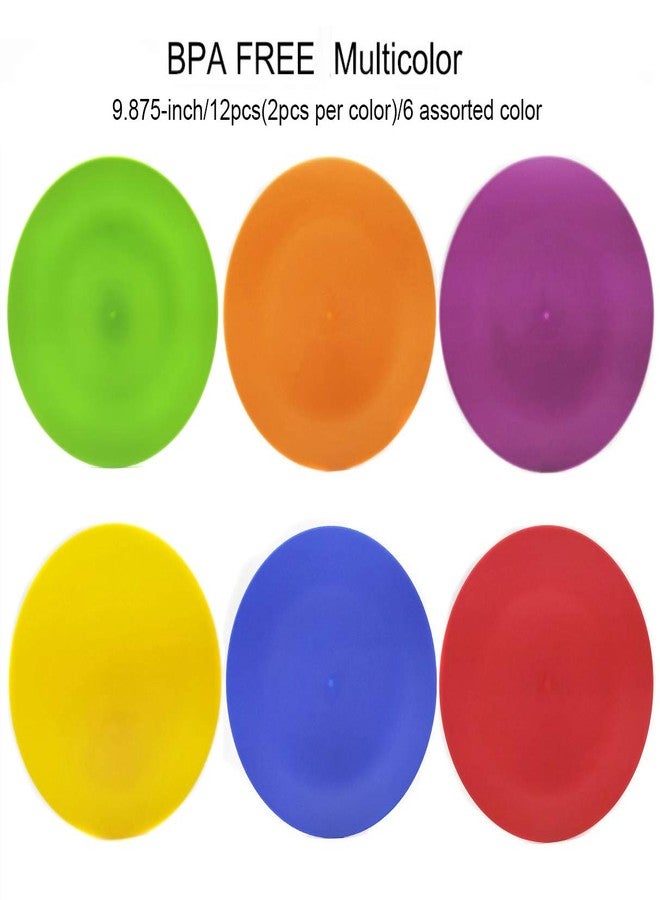 KOXIN-KARLU 10-inch Dinner Plates, Reusable Plastic Plates for Picnic, Set of 12 Multicolor - Image 4