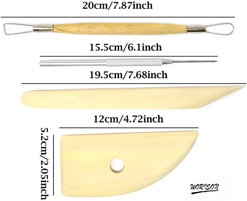 worison Professional Pottery Tools Kit For Clay Pottery Sculpting, Scarping, Cutting, Fine Detailing, Smoothening, Shaping And Trimming (Pack Of 19 Tools), Beige - Image 4