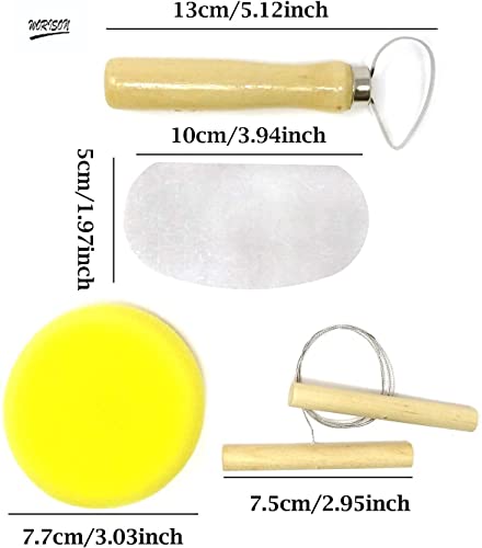 worison Professional Pottery Tools Kit For Clay Pottery Sculpting, Scarping, Cutting, Fine Detailing, Smoothening, Shaping And Trimming (Pack Of 19 Tools), Beige - Image 3