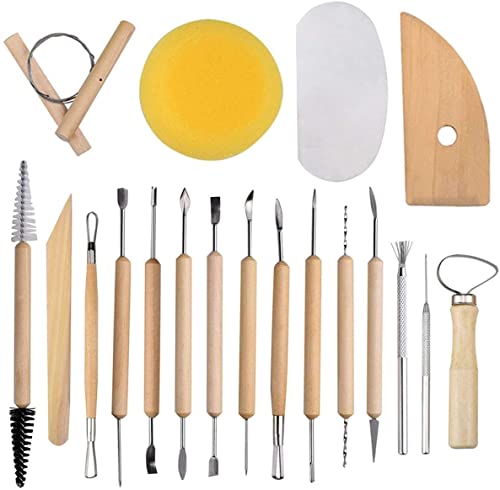 worison Professional Pottery Tools Kit For Clay Pottery Sculpting, Scarping, Cutting, Fine Detailing, Smoothening, Shaping And Trimming (Pack Of 19 Tools), Beige - Image 1