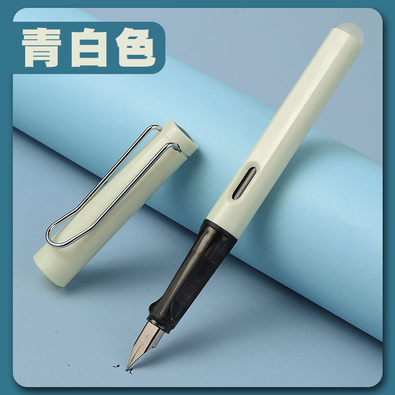 Generic Erasable Press-Action Fountain Pen for Students Blue and white erasable pen 