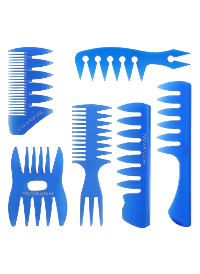 Tbestmax Tbestmax 6 Pcs Hair Comb Styling Set Tail Combs Afro Pick Pik Brushes African American Hair Brush Barber Blue 