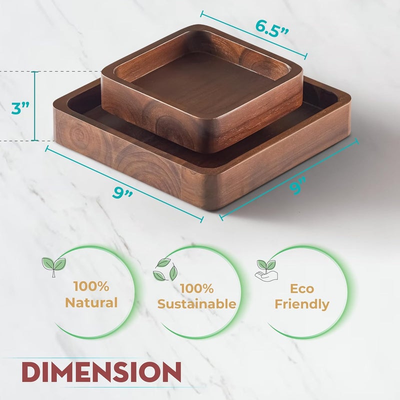 FANATU Wood Pistachio Snack Bowl with Shell Storage Double Dish Holder Nut Bowl Pedestal for Sunflower Seed Peanut Cherries Edamame Walnut - Image 2