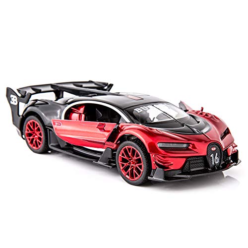 BDTCTK Bugatti Vision GT Supercar 1/32 Zinc Alloy Die Casting Pull Back Car Model Toy Sound and Light for Boy Girl Gift （red） - Image 1