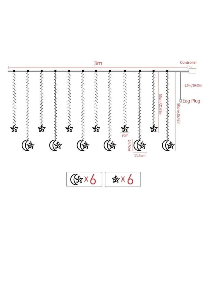 LED  Star Moon Lamp Fairy Curtain String Lights Garland Christmas Lights Decor for Room Home Wedding Party Window Decor - Image 2