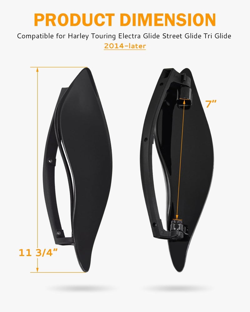 PBYMT Side Wings Air Deflectors, Fairing Side Wing Windshield, Black Adjustable Wind Deflectors Compatible for 2014-2024 Harley Electra Glide Street Glide Tri Glide Ultra Limited Fairing Side Shield - Image 2