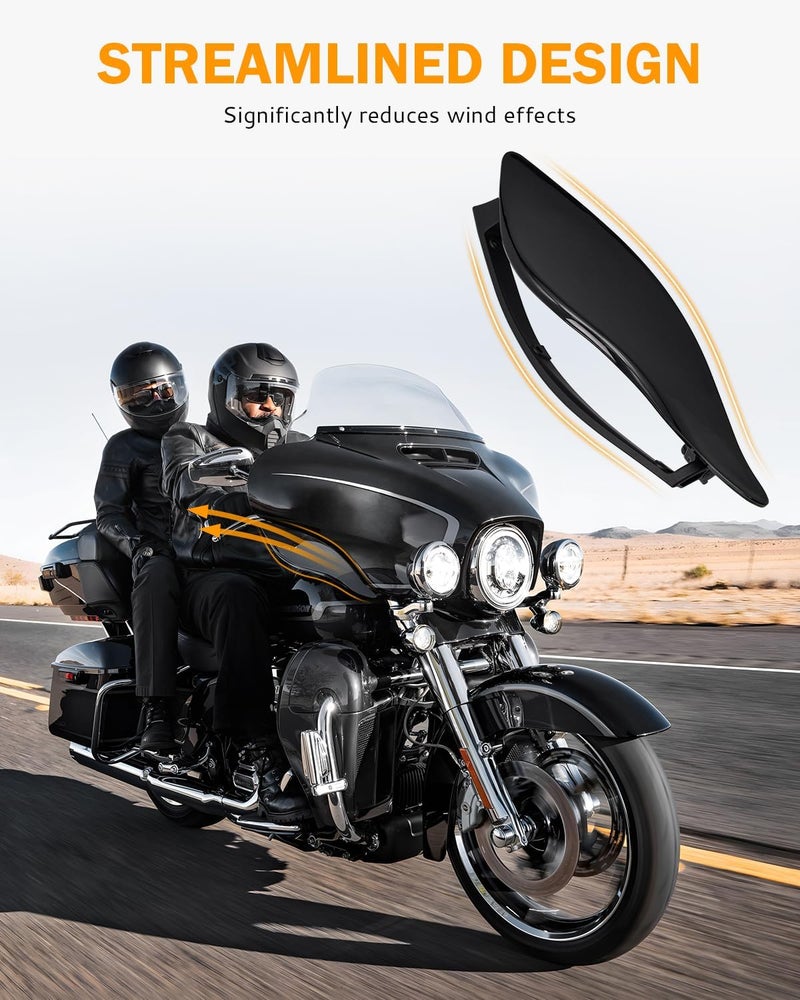 PBYMT Side Wings Air Deflectors, Fairing Side Wing Windshield, Black Adjustable Wind Deflectors Compatible for 2014-2024 Harley Electra Glide Street Glide Tri Glide Ultra Limited Fairing Side Shield - Image 5