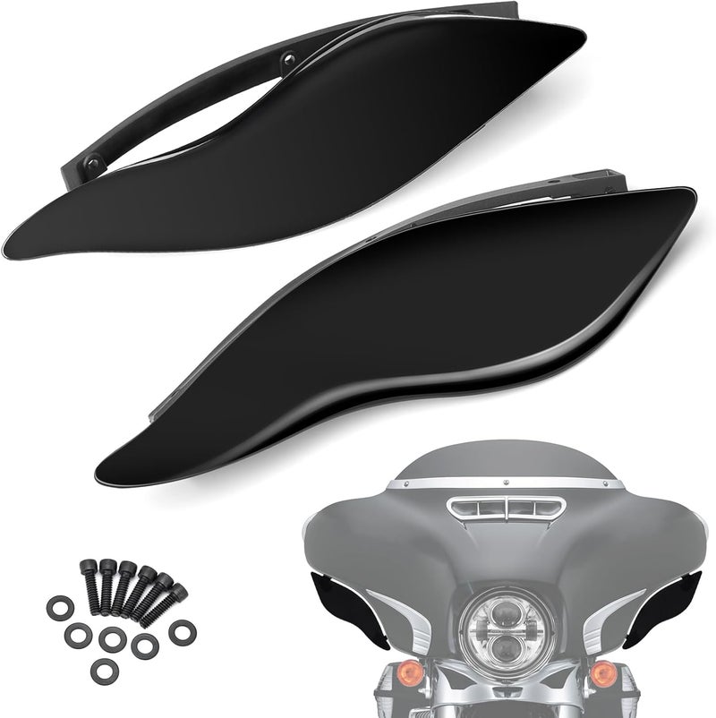 PBYMT Side Wings Air Deflectors, Fairing Side Wing Windshield, Black Adjustable Wind Deflectors Compatible for 2014-2024 Harley Electra Glide Street Glide Tri Glide Ultra Limited Fairing Side Shield - Image 1