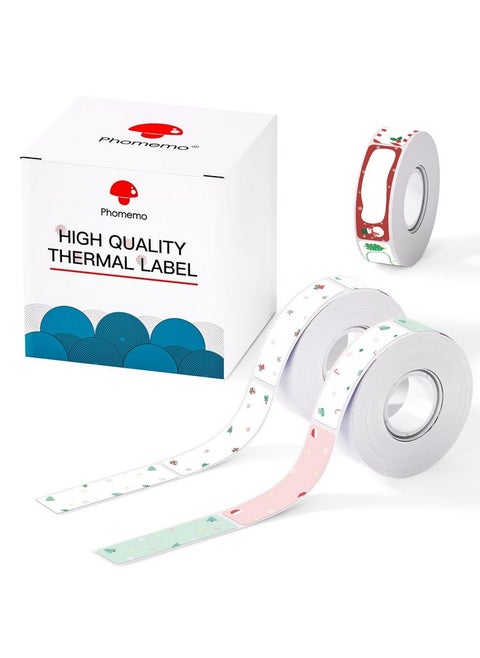 3 Roll D30 Adhesive New Year Decoration Pattern With Border Label Paper 1/2" X 1 7/8" 130 Labels/Roll, Black On White, For Gift, Halloween Christmas Decoration