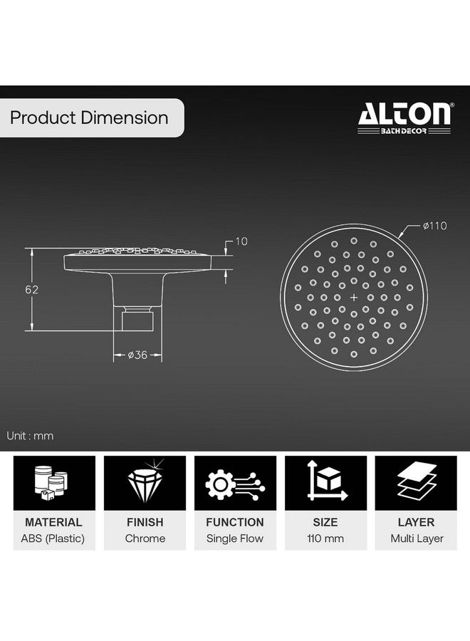 ALTON SHR20520 ABS 4-INCH Rain Flow Overhead Shower Without Arm | Shower Head | Bathroom Shower, Chrome Finish - Image 2