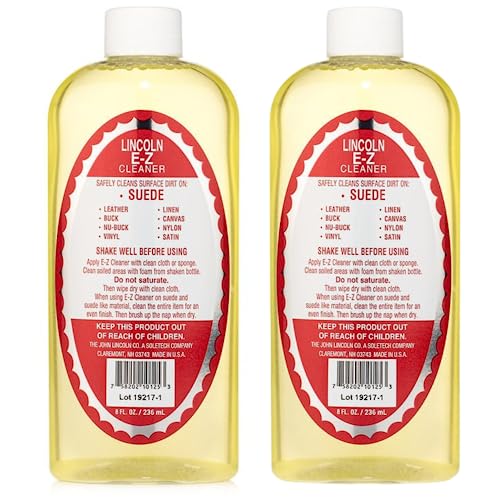 Lincoln E-Z Cleaner All-Purpose Car Interior Cleaner, Stain Remover, for Leather, Canvas, Fabric, Nylon, Handbags, Shoes, Steering wheels, 8oz, Made in USA (Pack of 2) - Image 1
