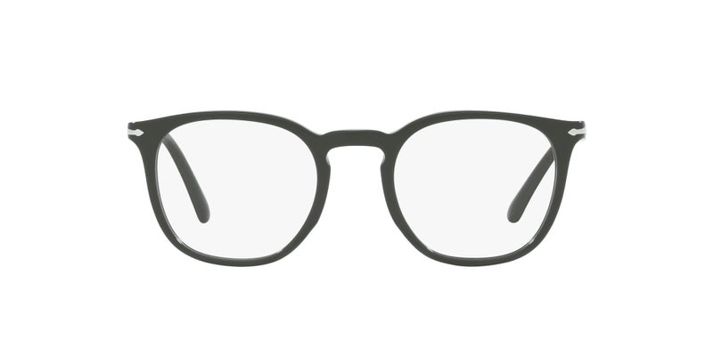 Persol PO3318V Round Prescription Eyewear Frames Dark Green MatteDemo Lens 49 mm