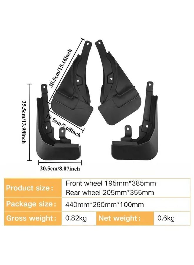 4 قطع مرابيع سيارات سوداء لـ Great Wall Haval H5 مع دواسة بدال واقية من الطين والأتربة ثقيلة الواجب - Image 4