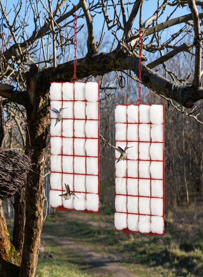 Tandefio 2 Pcs Bird Nesting Material Set Refillable Hummingbird Nesting Material Holder with Chain Hook Hanging Helper Cage and Wild Bird Nesting Cotton Material for Goldfinches Birds Porch Branches - Image 5