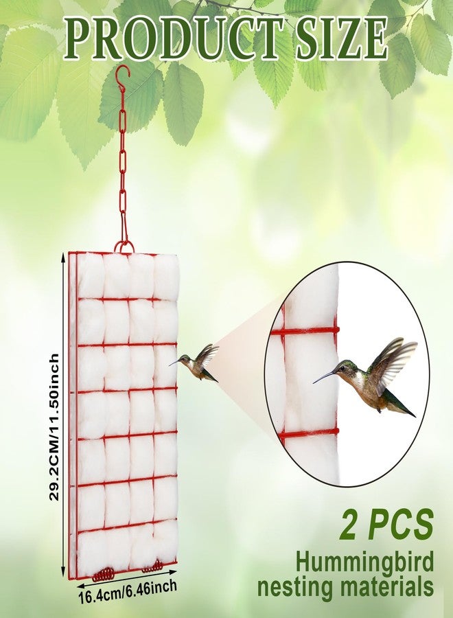 Tandefio 2 Pcs Bird Nesting Material Set Refillable Hummingbird Nesting Material Holder with Chain Hook Hanging Helper Cage and Wild Bird Nesting Cotton Material for Goldfinches Birds Porch Branches - Image 2
