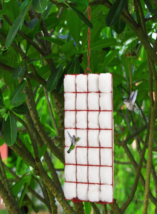 Tandefio 2 Pcs Bird Nesting Material Set Refillable Hummingbird Nesting Material Holder with Chain Hook Hanging Helper Cage and Wild Bird Nesting Cotton Material for Goldfinches Birds Porch Branches - Image 4