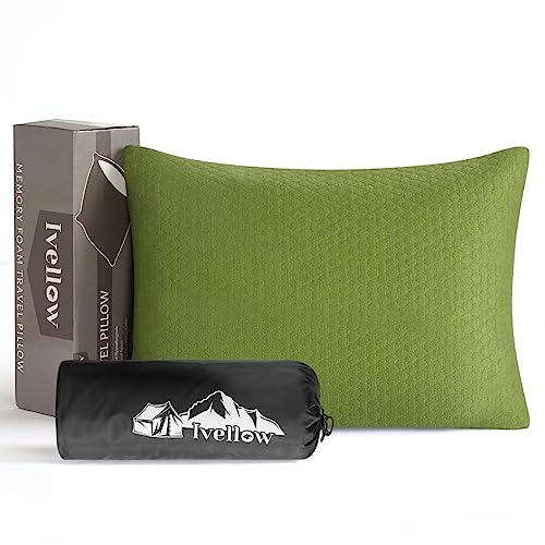 Ivellow Memory Foam Travel Pillow Compressible Camping Pillow for Sleeping Shredded Memory Foam Pillow Compact Firm Supportive Small Pillow for Adults Kids Outdoor Backpacking Hiking Essential GearS - Image 1