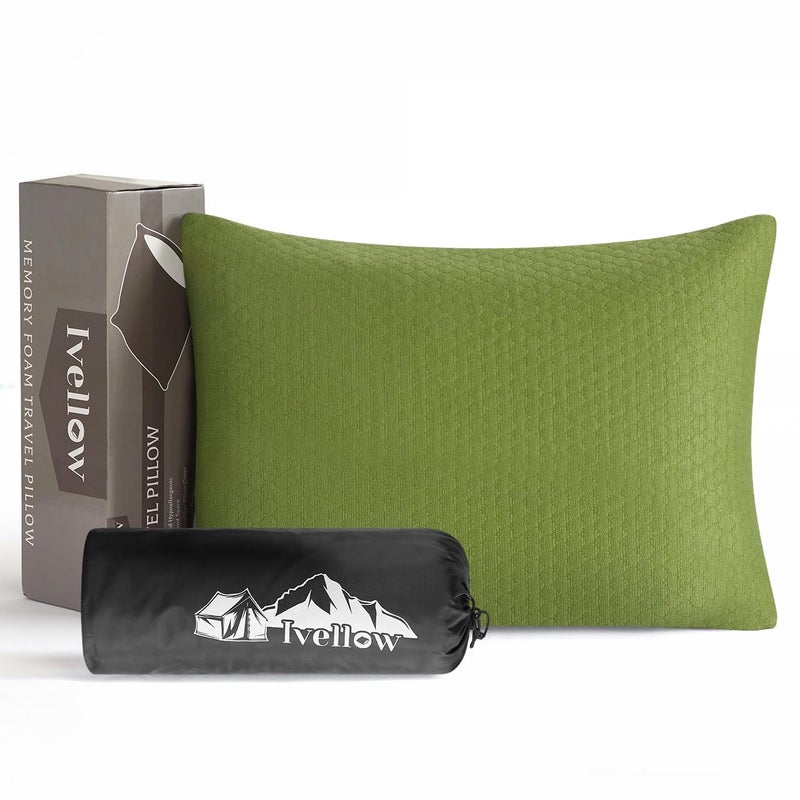 Ivellow Memory Foam Travel Pillow Compressible Camping Pillow for Sleeping Shredded Memory Foam Pillow Compact Firm Supportive Small Pillow for Adults Kids Outdoor Backpacking Hiking Essential GearS - Image 2