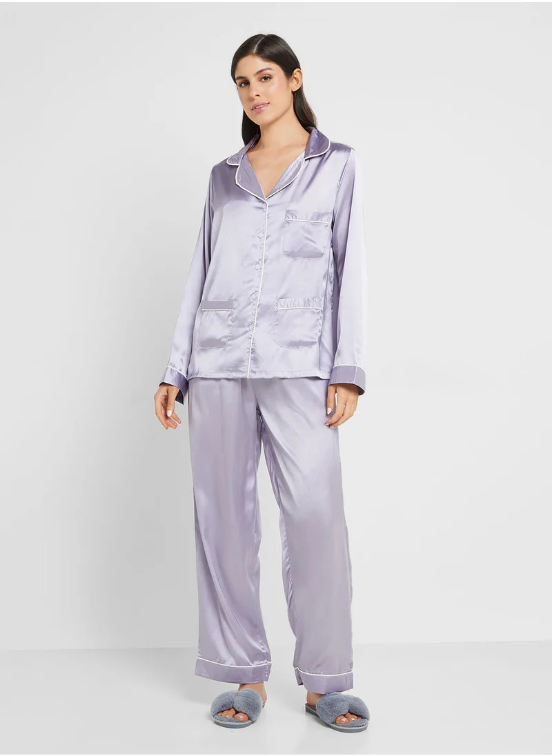 Khizana Satin T-shirt Pyjama Set