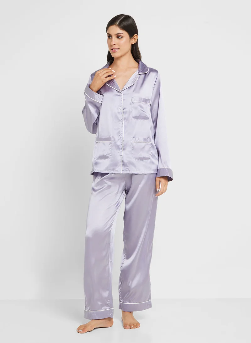 Khizana Satin T-shirt Pyjama Set